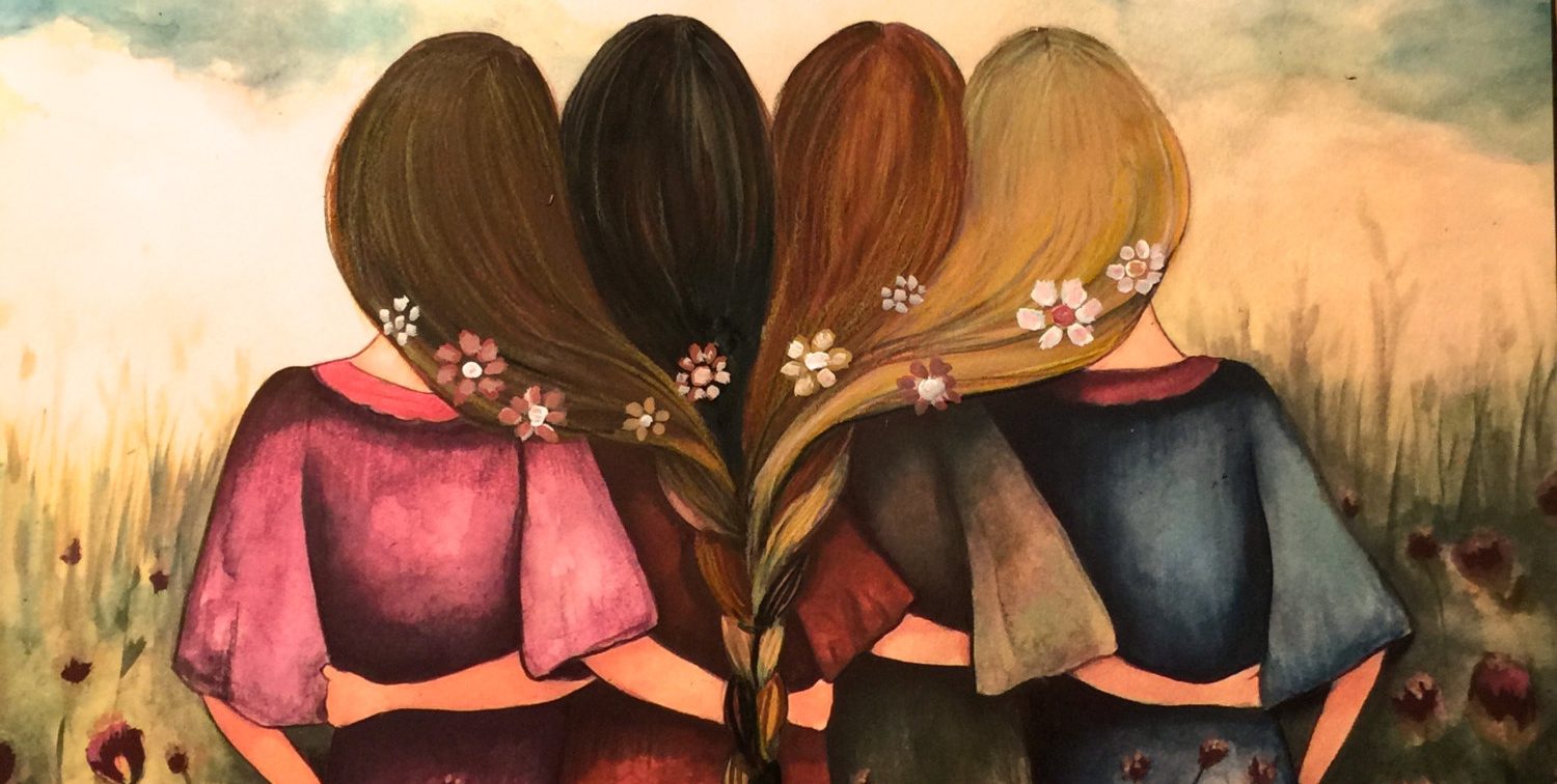 4 сестры статусы. Подруги рисунок. 4 Подруги. Три подруги. Картина Дружба.